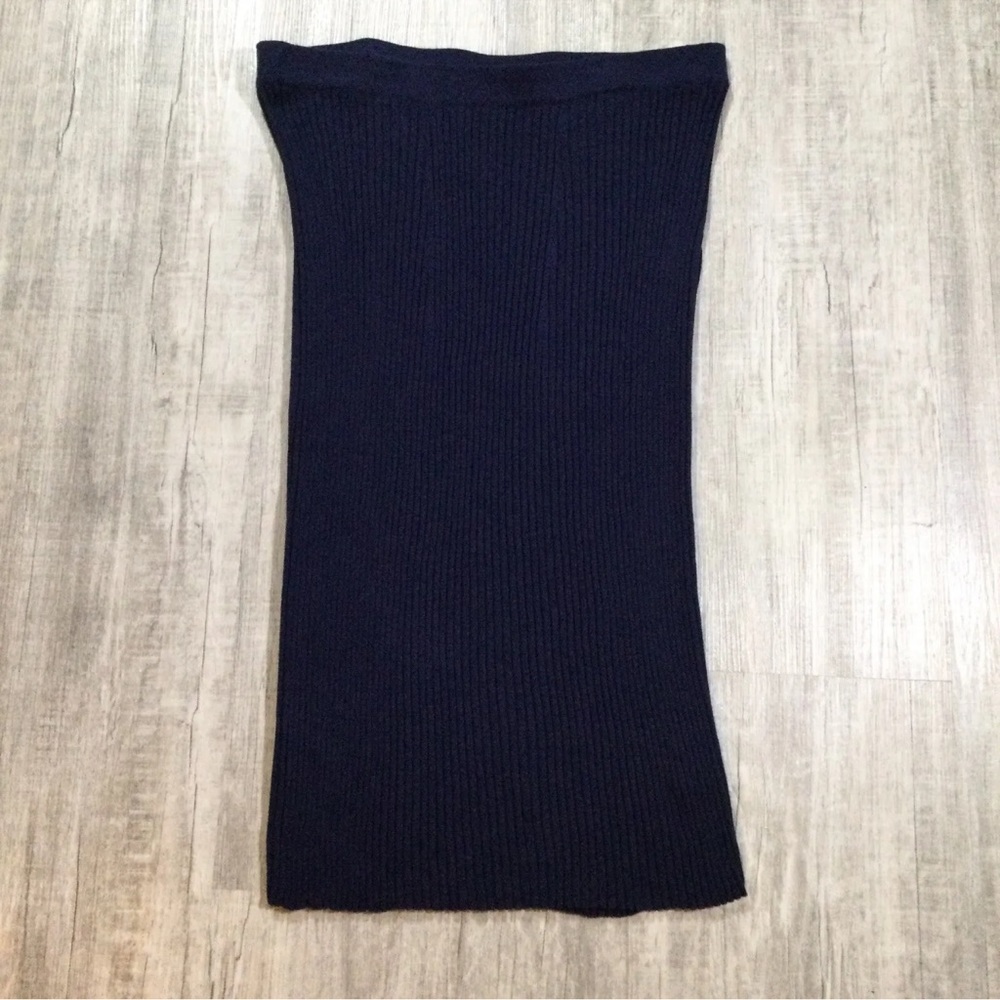 Peruvian Connection Women’s Size Large Ripped Fitted Midi Skirt In Navy Blue